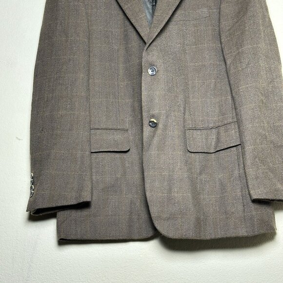Oscar De La Renta Wool Blazer Coat Jacket Men 40R Brown Prep Minimal Work Formal - Picture 13 of 15